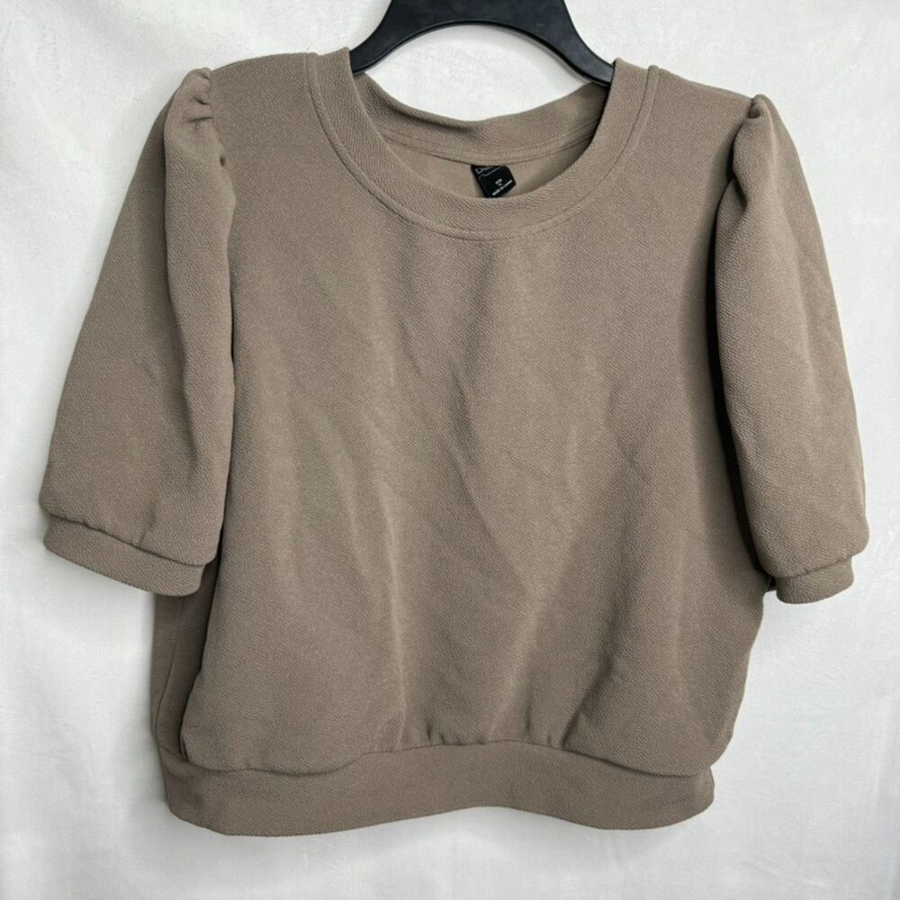 Dazy Puff Sleeved Short Sleeve Top Blouse XL
